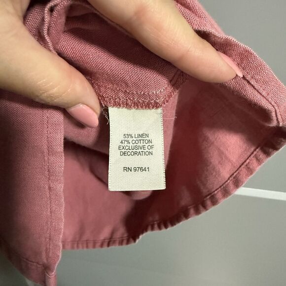 J.Jill Women Sleeveless Linen Cotton Blend Button Up Lace Trim Tank Top Pink Med - Picture 5 of 6